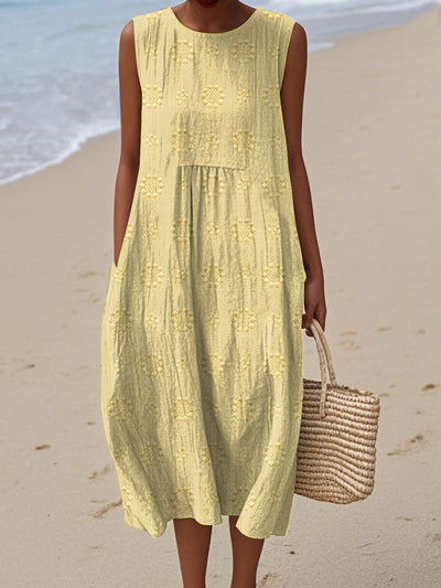 Aika | Elegant Sleeveless Cotton Pocket Dress