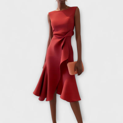 Cornelie | Draped Asymmetric Midi Dress