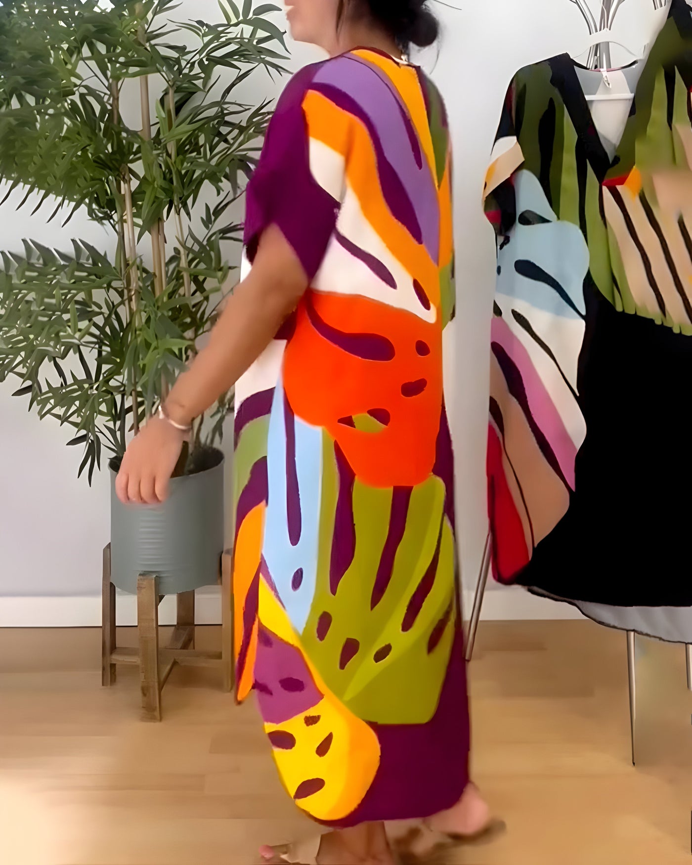 Beatrise | Casual Colorful Leaf Print Dress