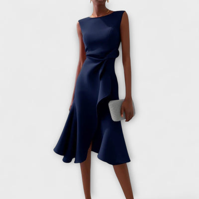 Cornelie | Draped Asymmetric Midi Dress